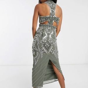 Green embellished dress